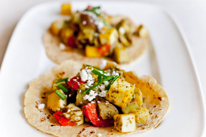 Sauteed Red Pepper, Eggplant, Tofu Tacos | Cook Smarts by Jess Dang
