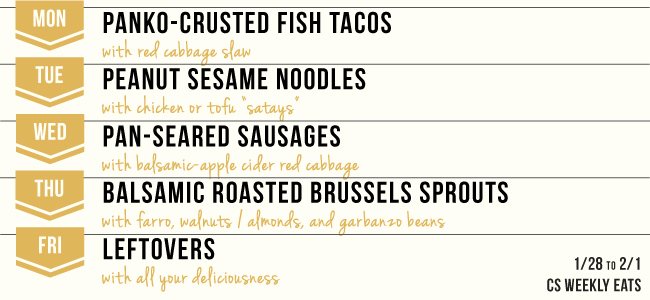 Weekly Eats Meal Planning Service Menu 1/28/13