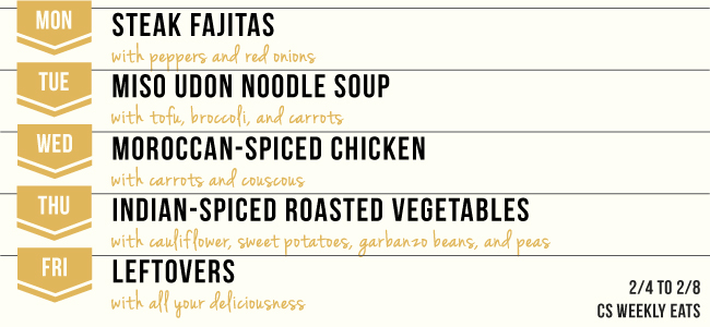Weekly Eats Meal Planning Service Menu 2/4/13