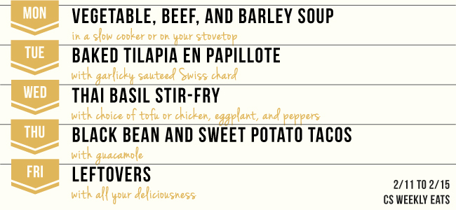 Weekly Eats Meal Planning Service Menu 2/11/13