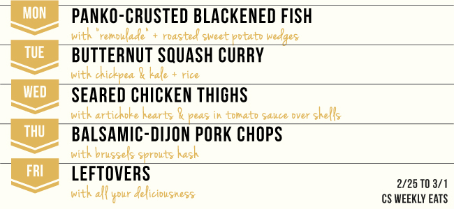 Weekly Eats Meal Plan Menu 2/28/13