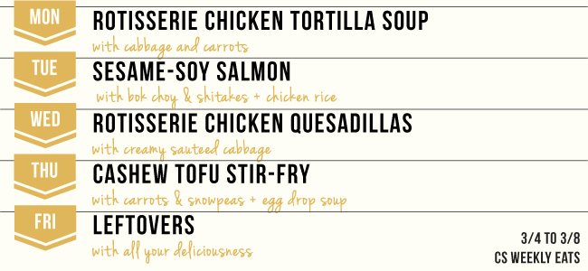 Weekly Eats Meal Plan Service Menu 3/4/13