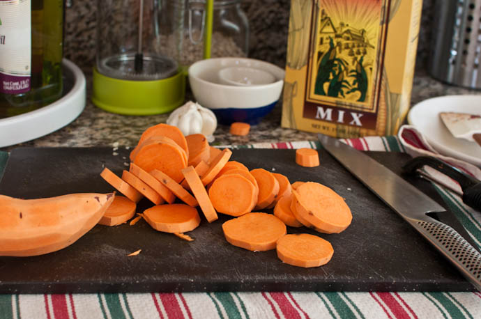 Chopped sweet potatoes