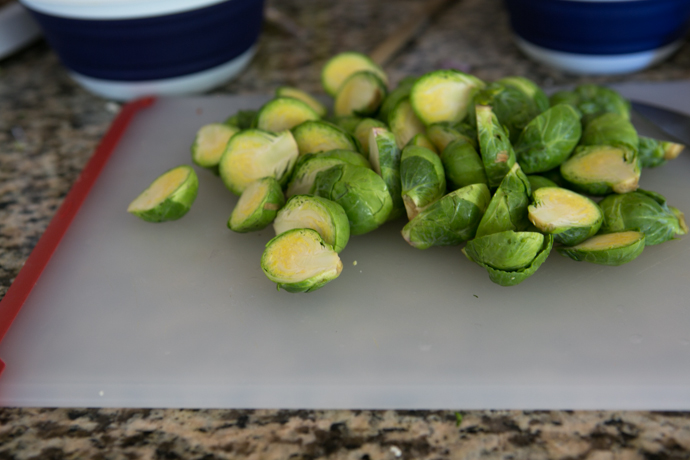 Chopping brussels sprouts
