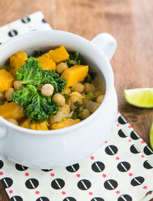 Butternut squash, chickpea, and kale curry