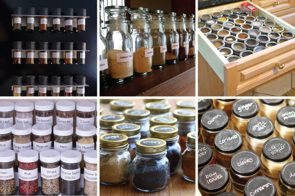 Collection of organized spice drawers