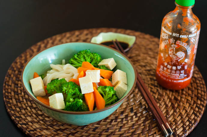Miso Udon Noodle Soup with Tofu, Broccoli, and Carrots Recipe by Cook Smarts