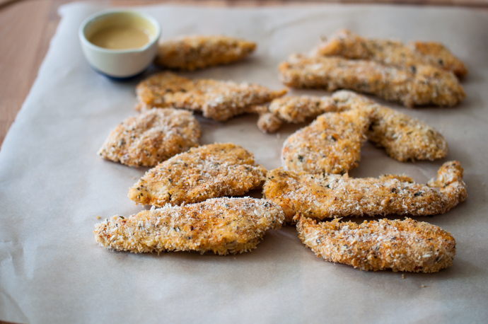 Panko-breaded chicken nuggets