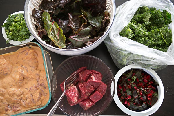 Prepped groceries ready for cooking