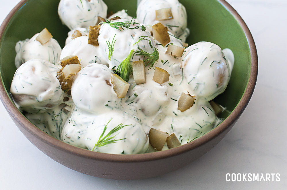 Side Dish via @CookSmarts: Potato Salad with Greek Yogurt Dressing #recipe