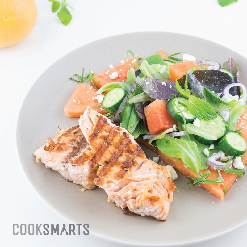 35Minute Grilled Salmon and Watermelon Feta Salad Recipe Cook Smarts