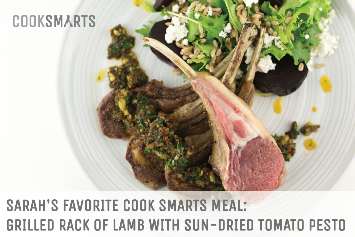 Sarah's favorite @CookSmarts meal: Grilled Rack of Lamb with Sun-dried Tomato Pesto