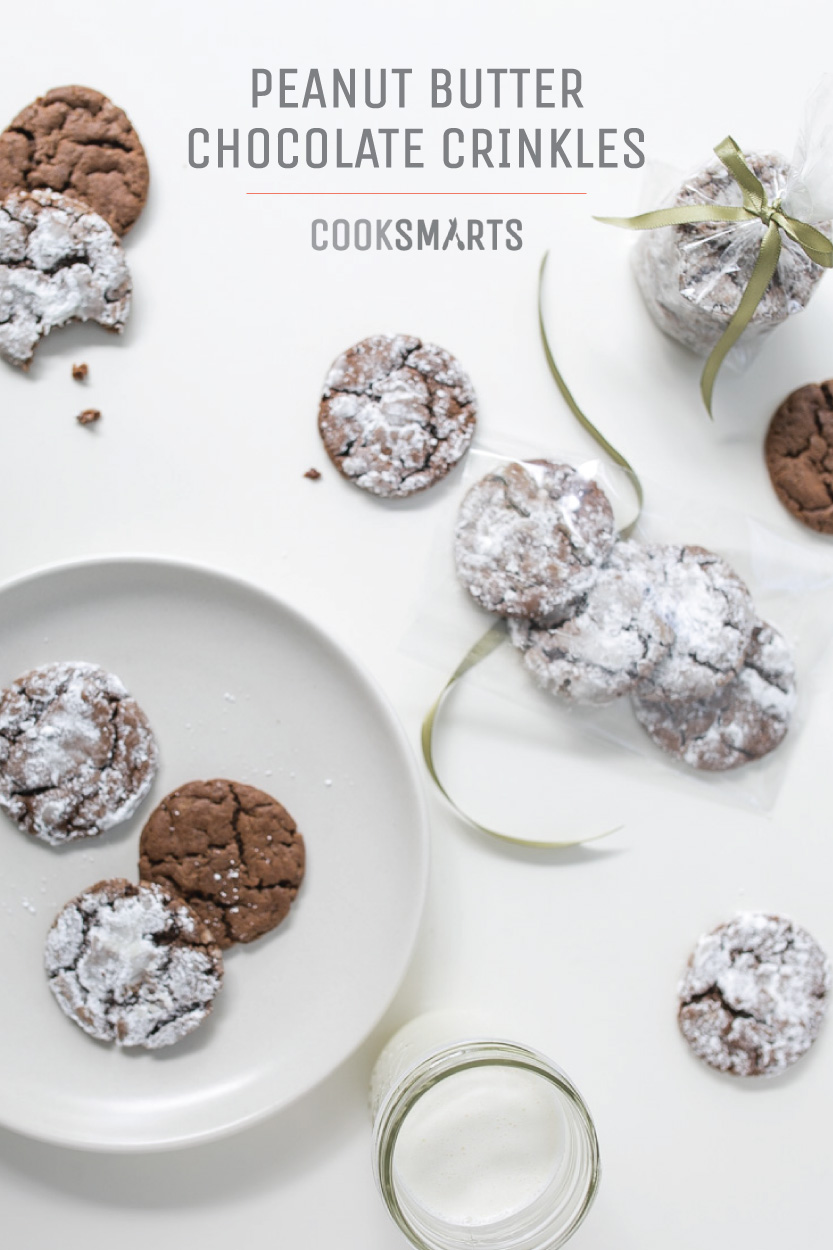 Peanut Butter Chocolate Crinkles | Holiday Desserts via @CookSmarts #cookies