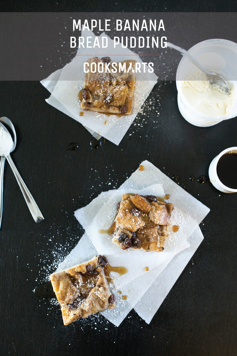 Maple Banana Bread Pudding | Holiday Desserts via @CookSmarts