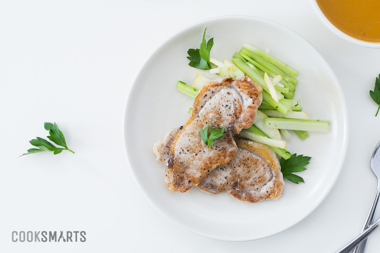 Pork Chops with Pear and Celery Slaw | Weeknight Meal #recipe via @CookSmarts