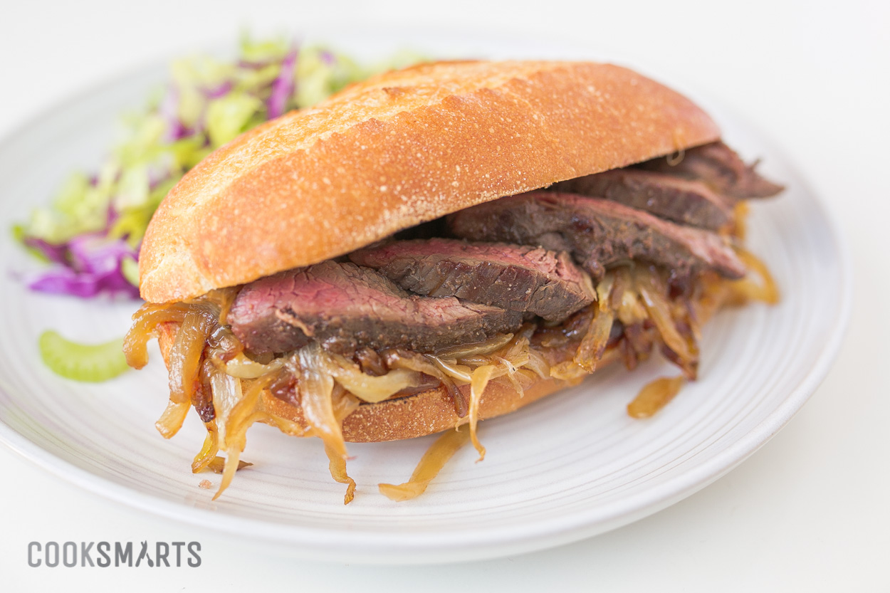 Skirt Steak Sandwich with Caramelized Onions | Weeknight Meal #recipe via @CookSmarts