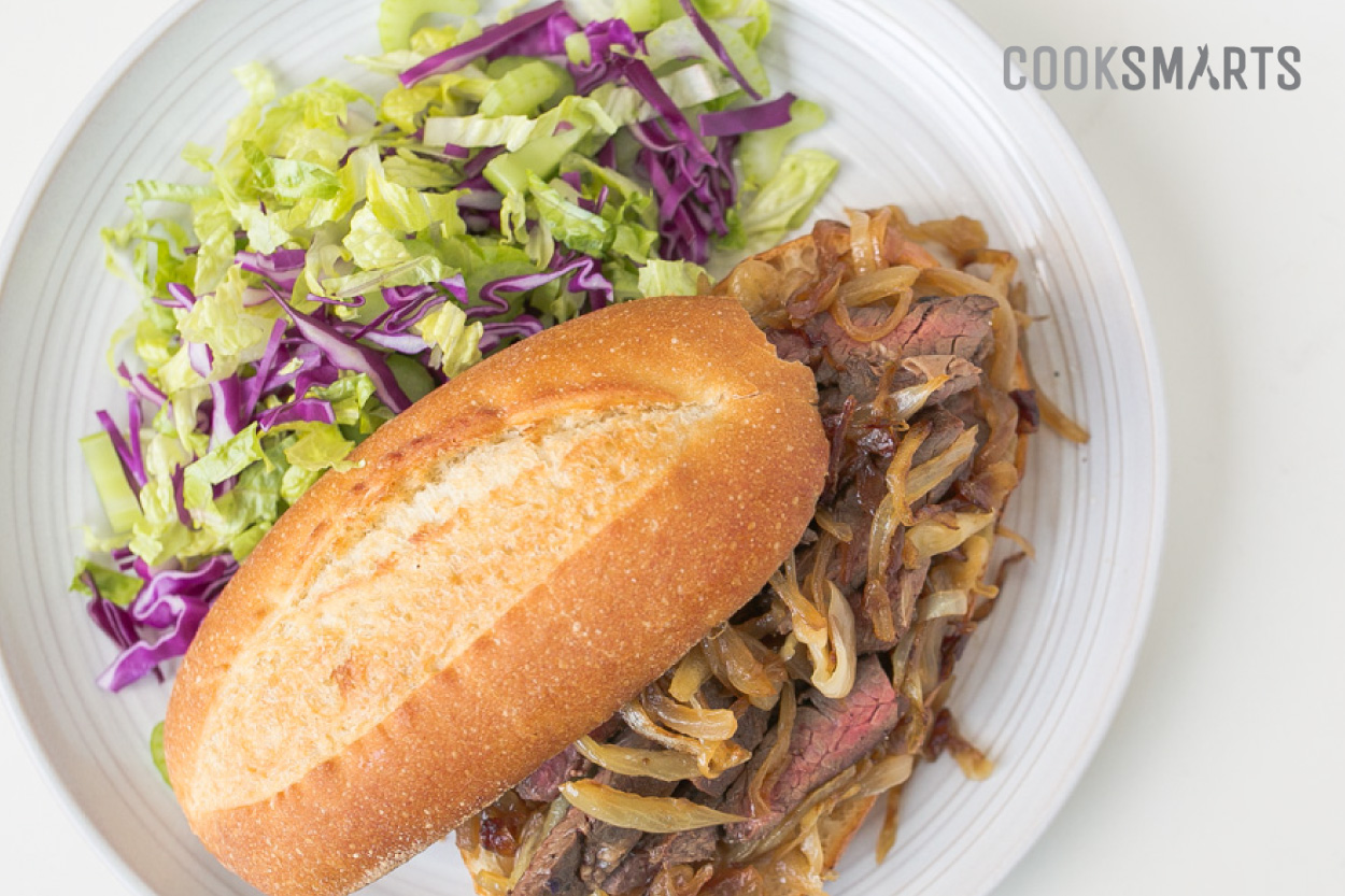 Skirt Steak Sandwich with Caramelized Onions | Weeknight Meal #recipe via @CookSmarts