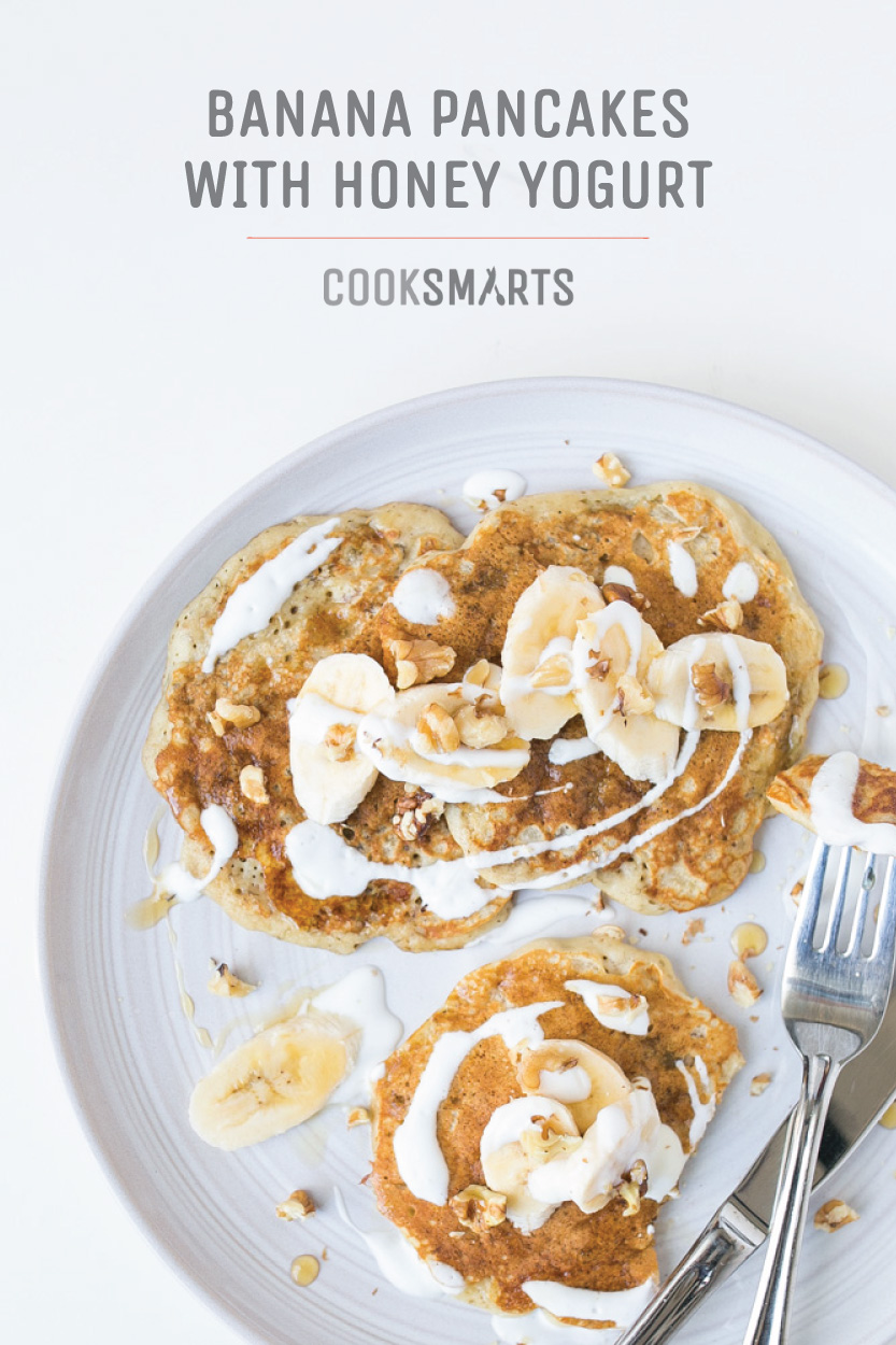 Banana Pancakes with Honey Yogurt | Breakfast #recipe via @CookSmarts
