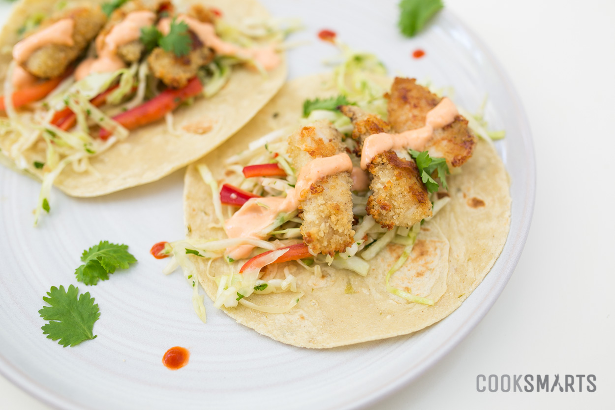 Asian-Spiced Fish Tacos with Sriracha Mayo | Weeknight Meal #recipe via @CookSmarts