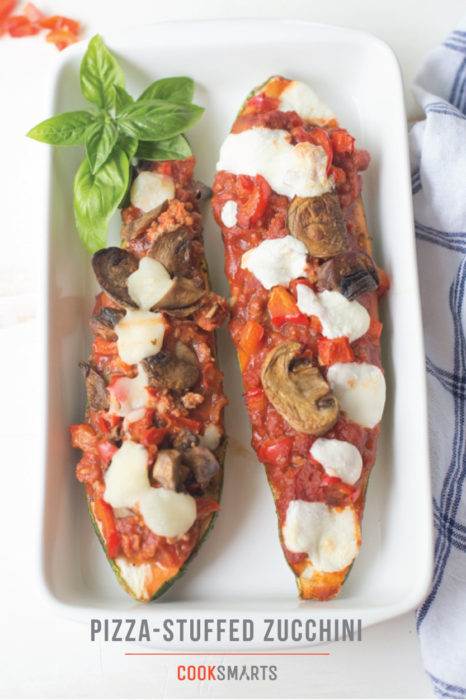 Weeknight Meal: Pizza-Stuffed Zucchini #recipe via @cooksmarts