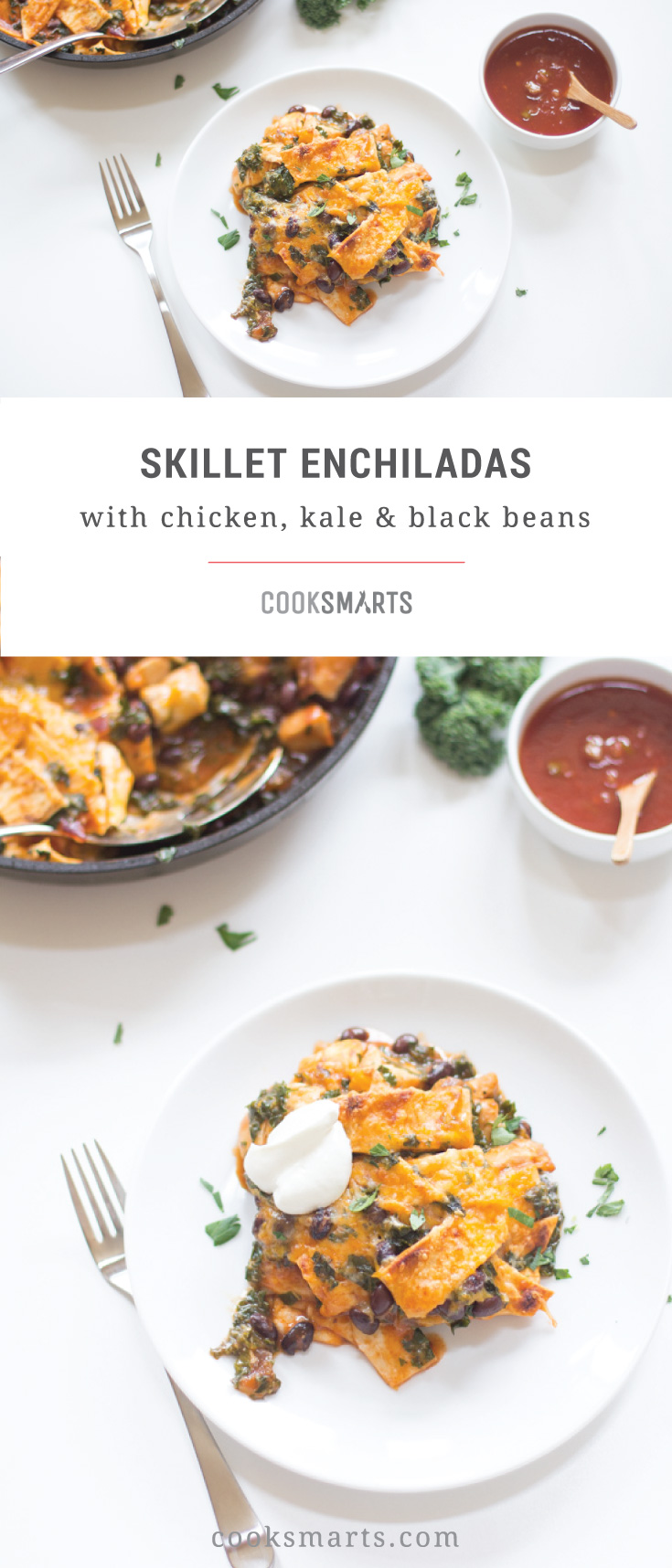 Cook Smarts Recipe: Skillet Chicken Enchiladas with Black Beans & Kale