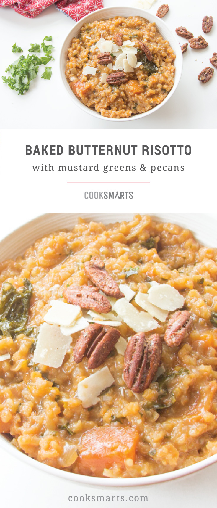 Cook Smarts Recipe: Baked Butternut Squash Risotto with Mustard Greens & Pecans