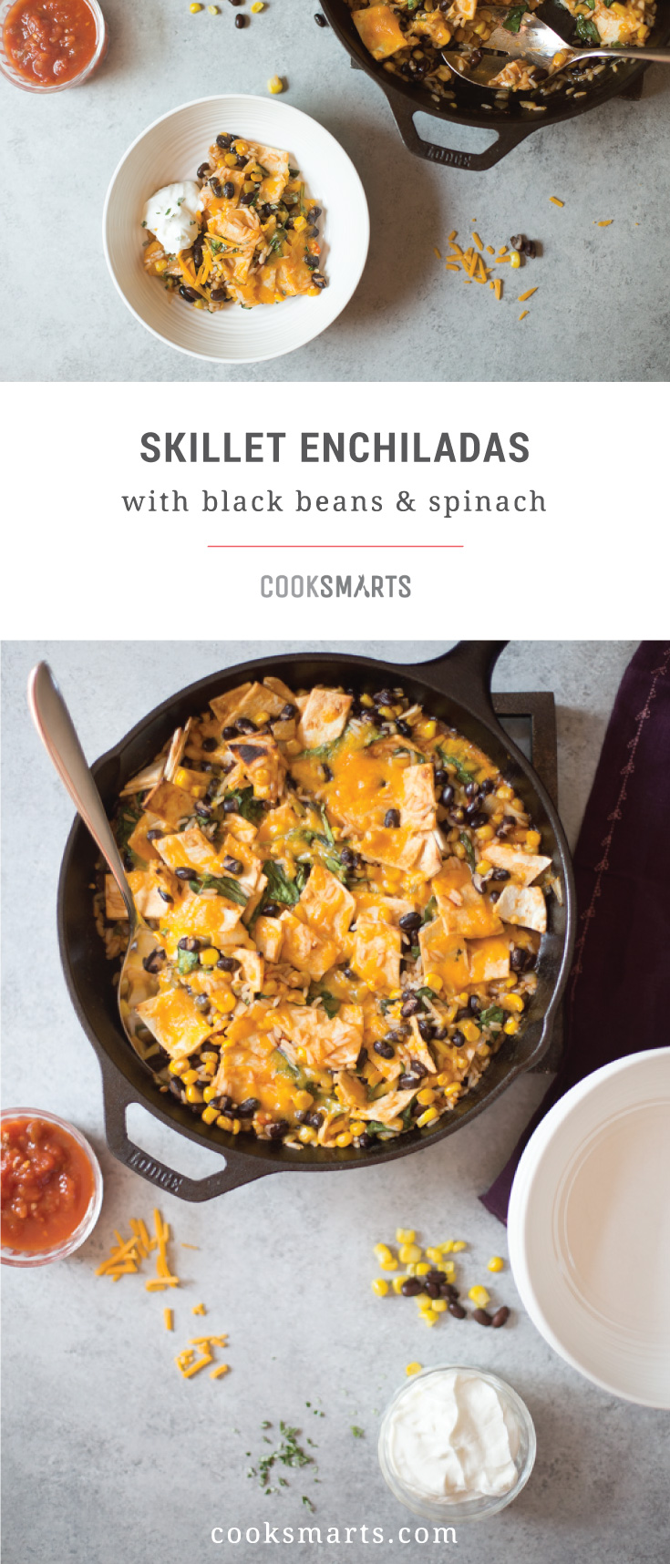 Cook Smarts Recipe: Skillet Enchiladas with Black Beans & Spinach