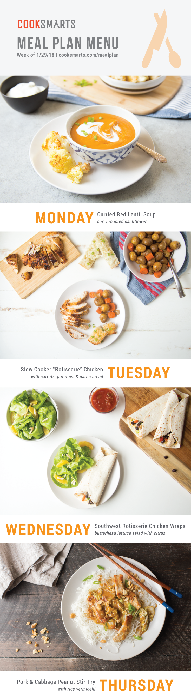 Weekly Meal Plan Menu | Week of 1/29/18 via @cooksmarts