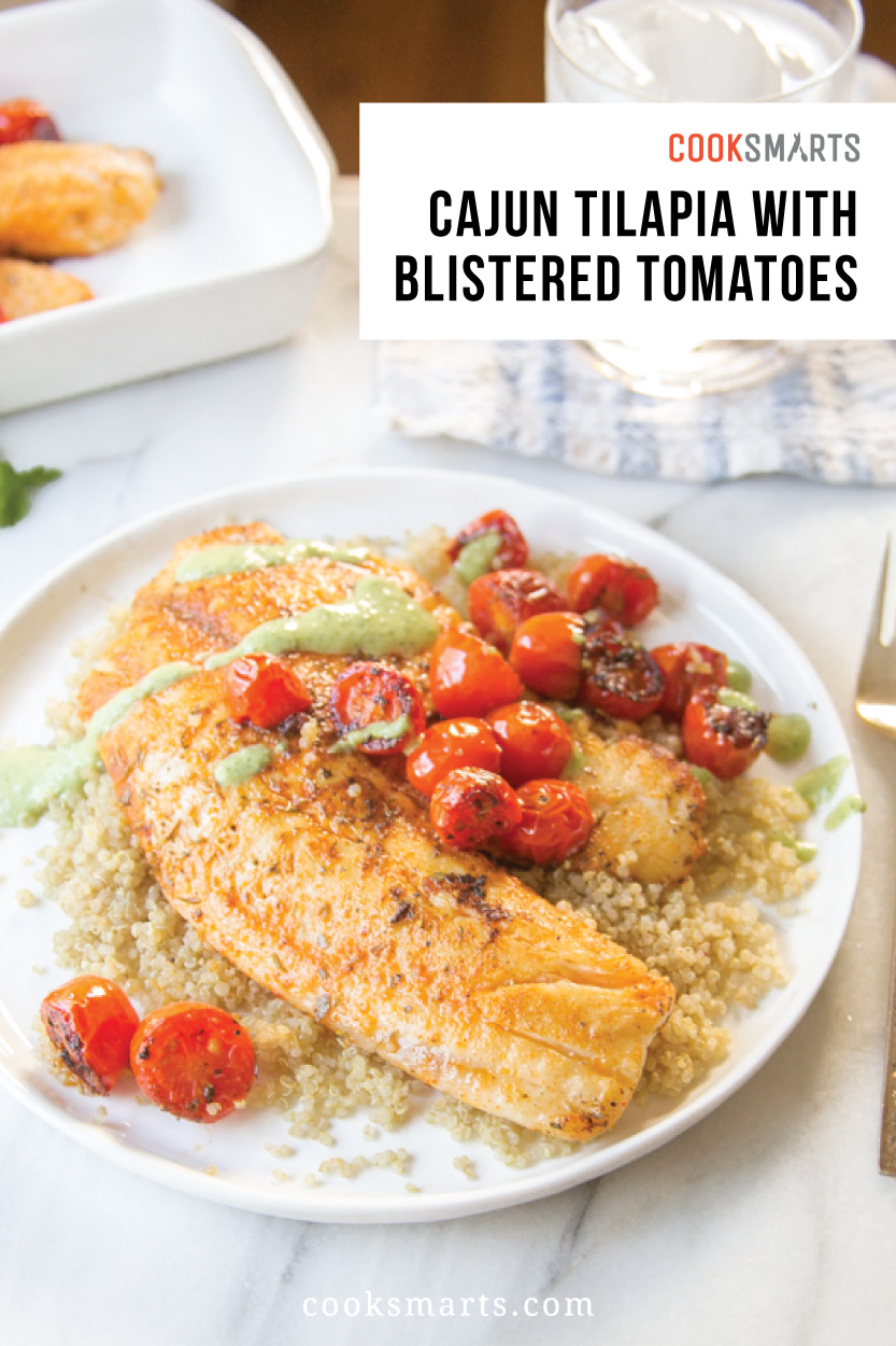 Cajun Tilapia with Blistered Cherry Tomatoes Recipe | Cook Smarts