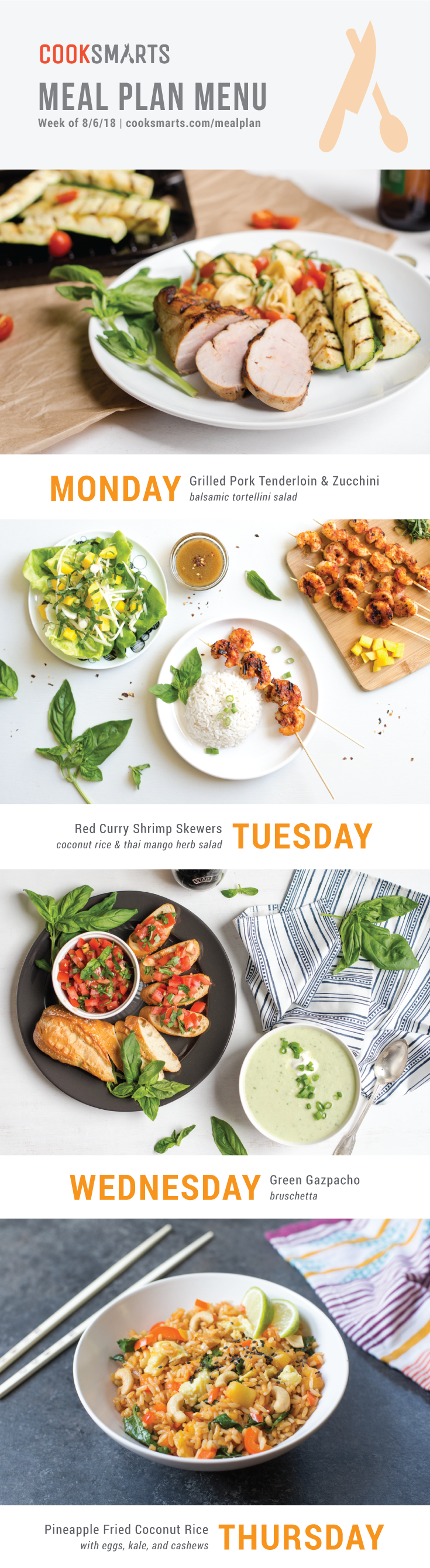 Weekly Meal Planner | Menu for Week of 8/6/18 via Cook Smarts