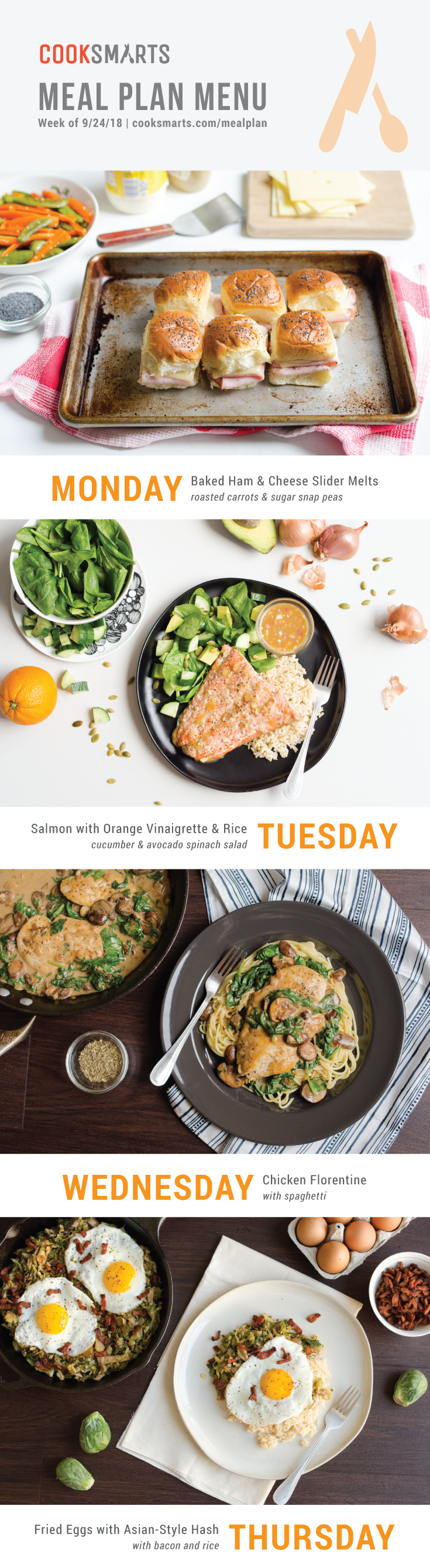 Weekly Meal Planner | Menu for Week of 9/24/18 via Cook Smarts