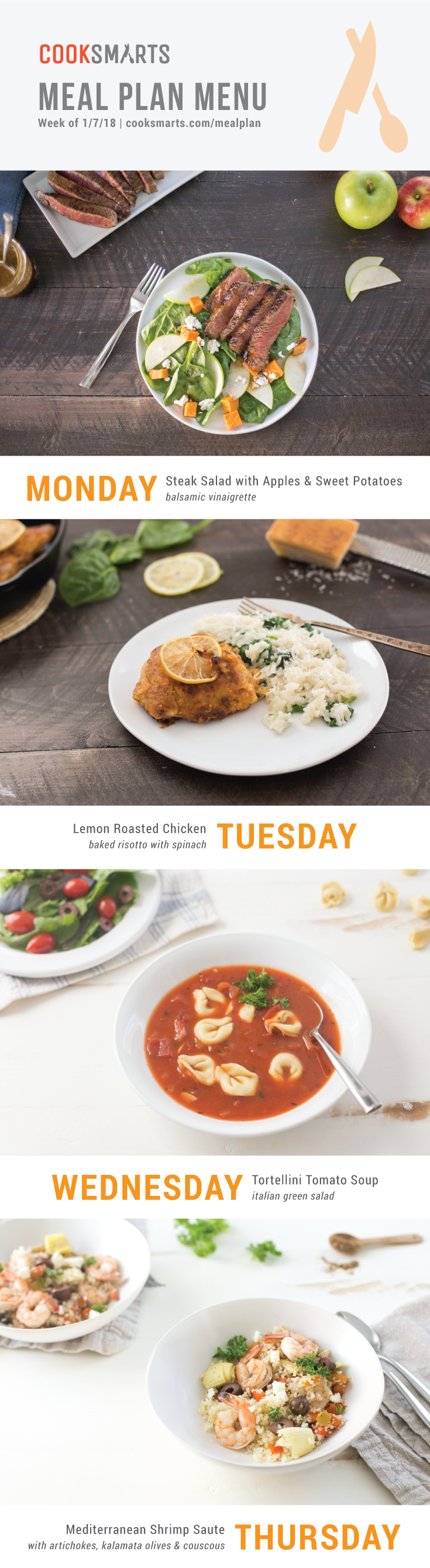 Weekly Meal Planner | Menu for Week of 1/7/19 via Cook Smarts