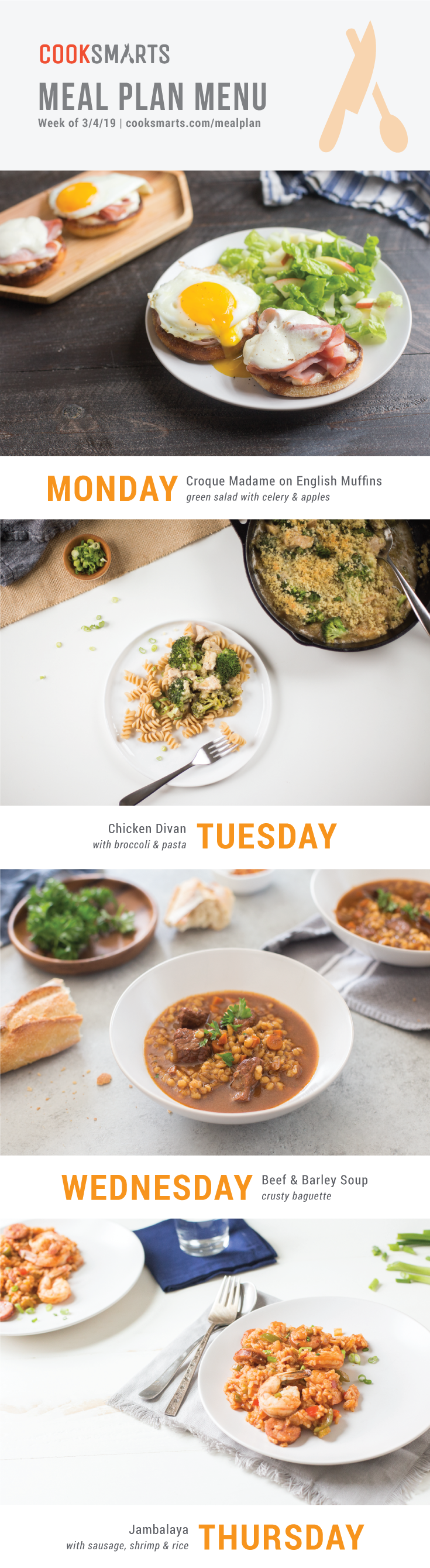Weekly Meal Planner | Menu for Week of 3/4/19 via Cook Smarts