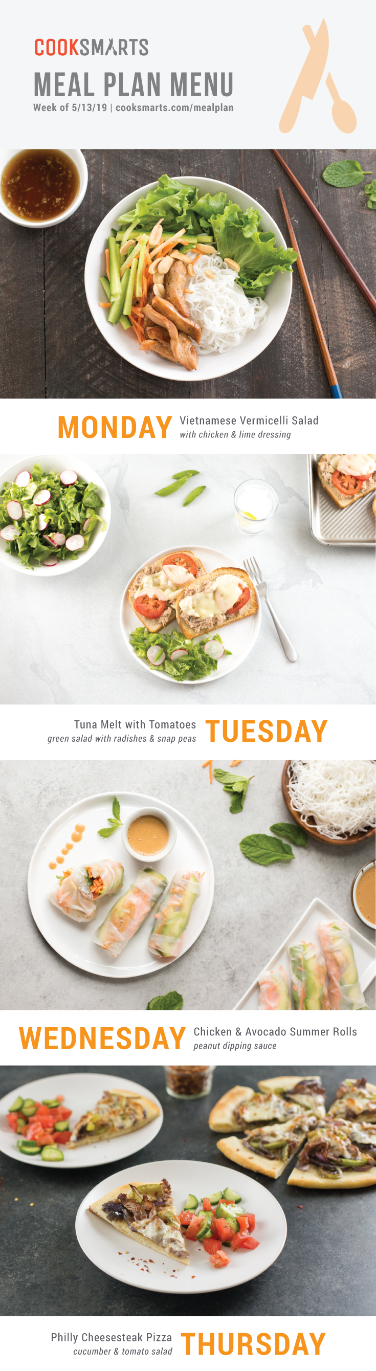 Weekly Meal Planner | Menu for Week of 5/13/19 via Cook Smarts